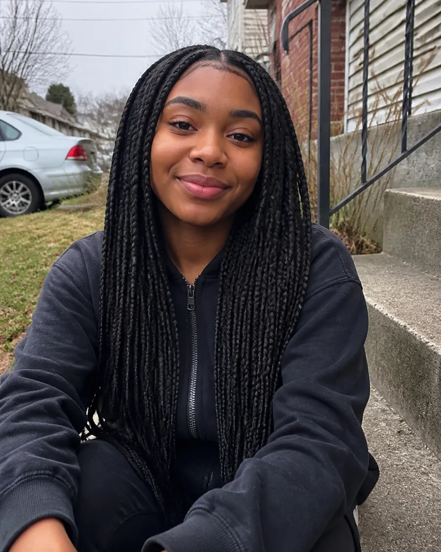 Waist-length box braids