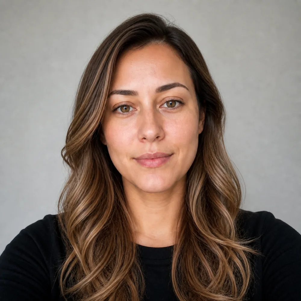 Ada with a warm caramel balayage