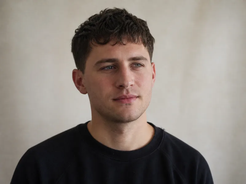 A man in his twenties with a textured crop and short fringe